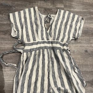 Grey and Cream Striped Romper Size M